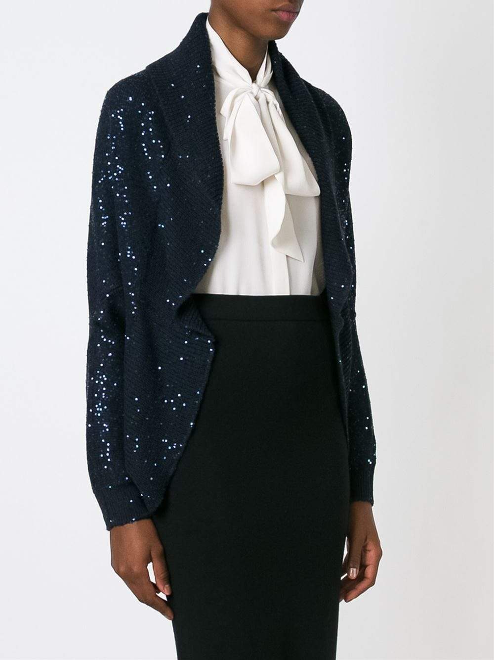 OSCAR DE LA RENTA-Sequin Cape Cardigan-