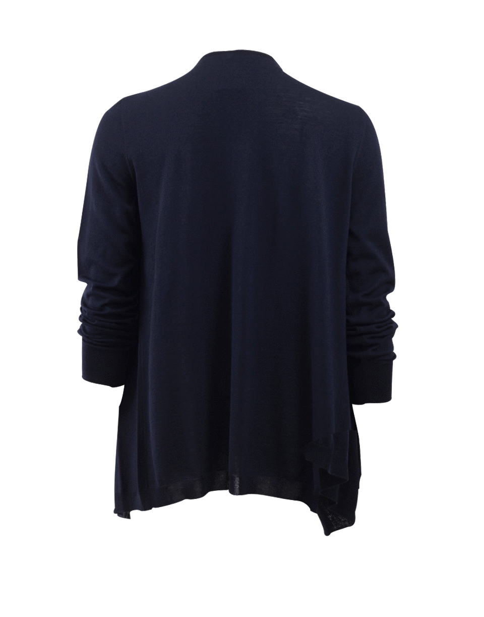 OSCAR DE LA RENTA-Lace Drape Front Cardigan-NAVY