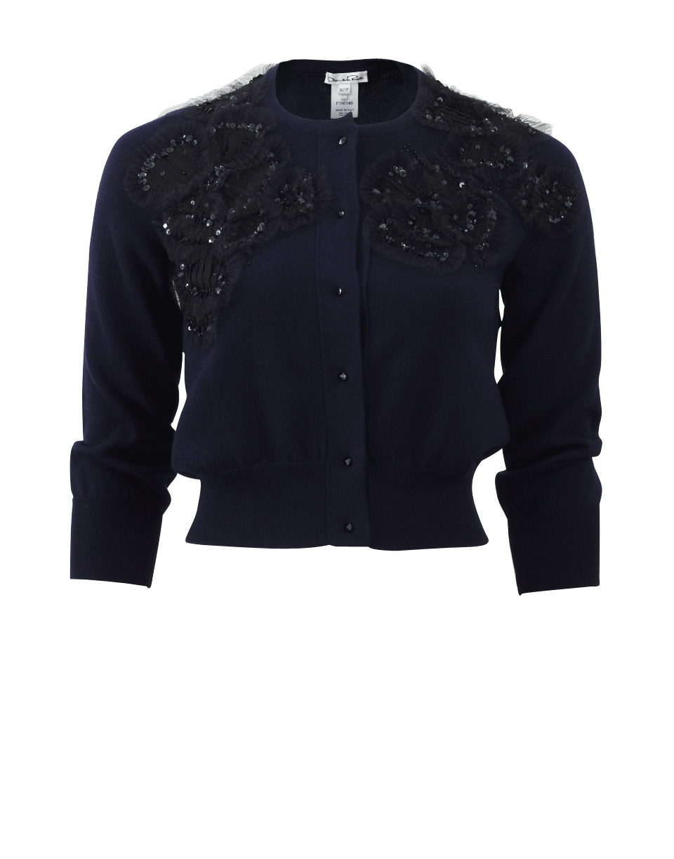 OSCAR DE LA RENTA-Beaded Cropped Cardigan-