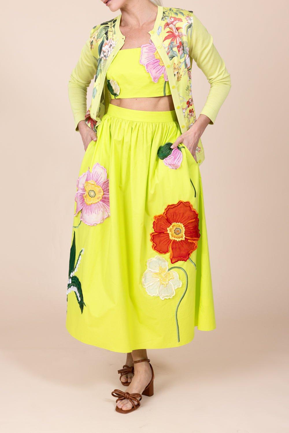 OSCAR DE LA RENTA-Floral Fauna Inset Cardigan-NEONYLWM