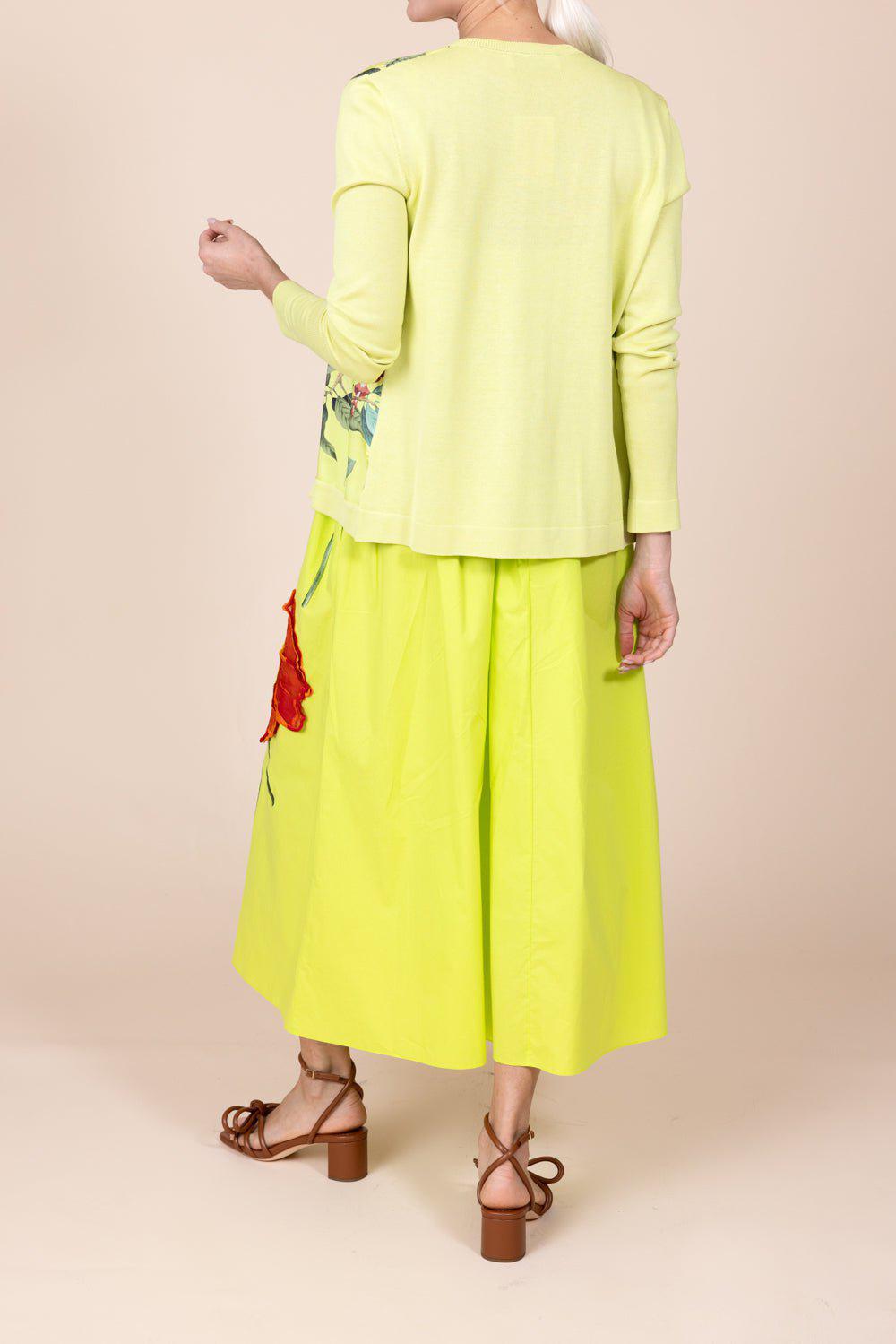 OSCAR DE LA RENTA-Floral Fauna Inset Cardigan-NEONYLWM