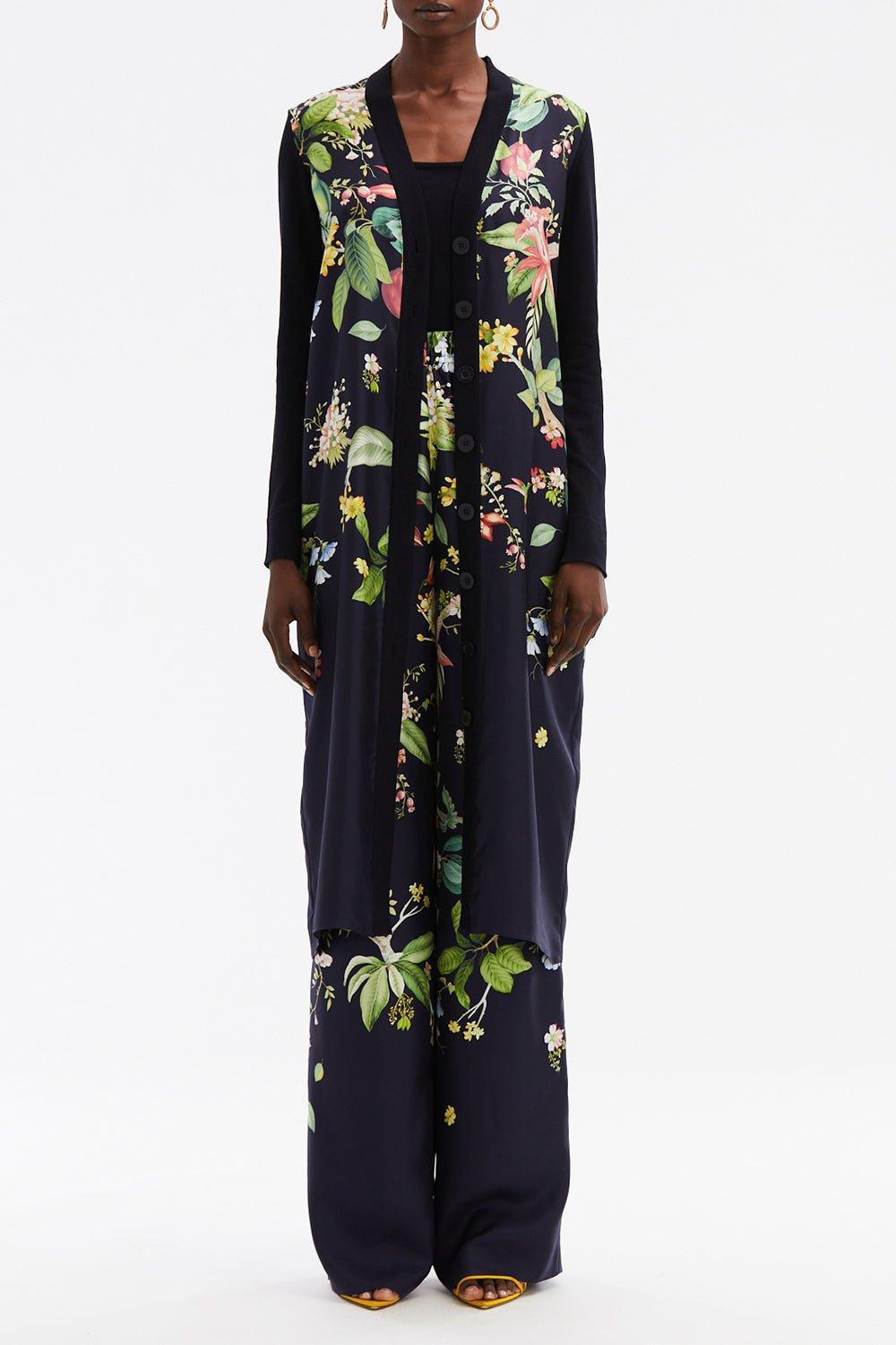 OSCAR DE LA RENTA-Long Sleeve Floral Cardigan-