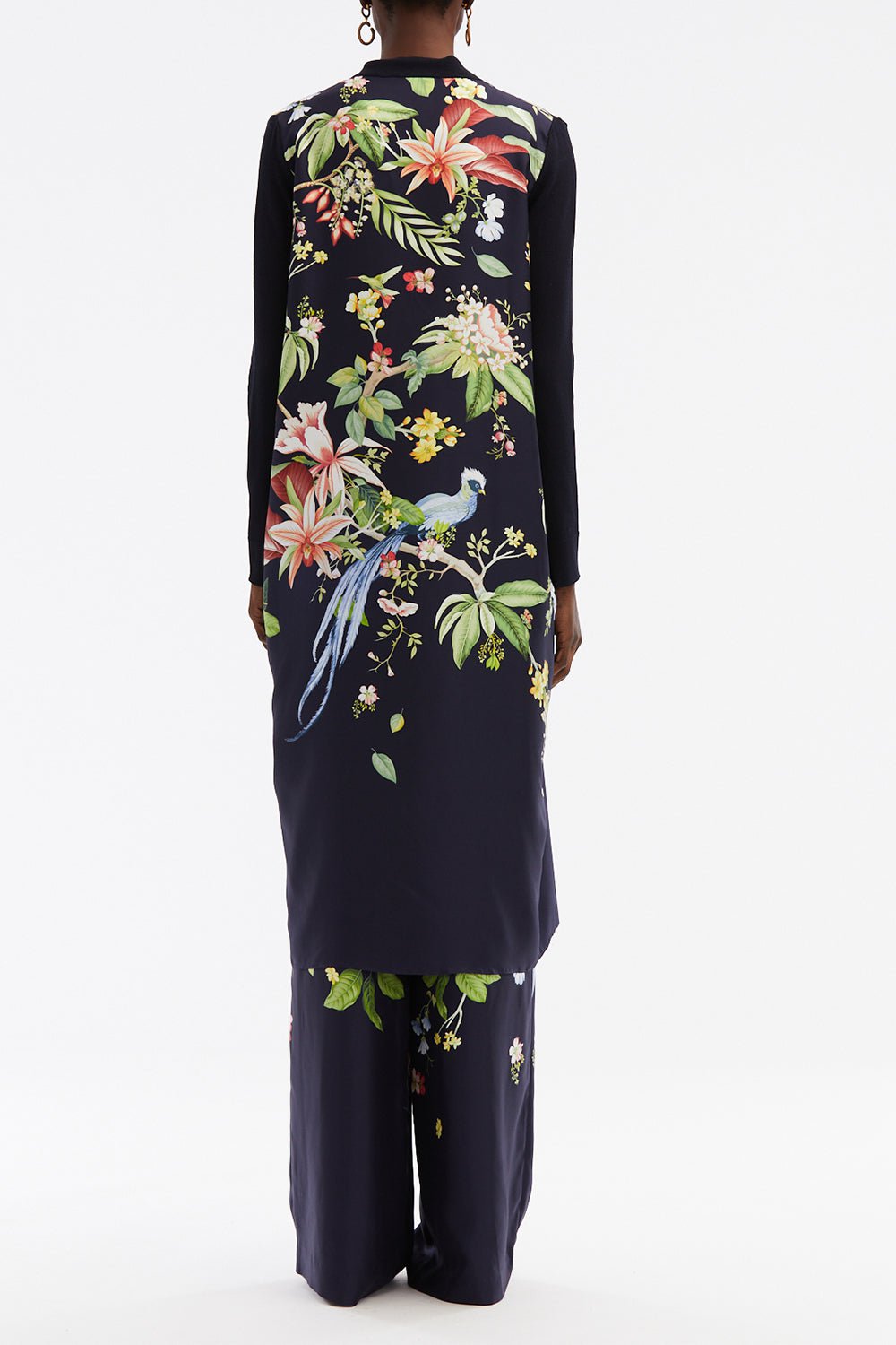 OSCAR DE LA RENTA-Long Sleeve Floral Cardigan-