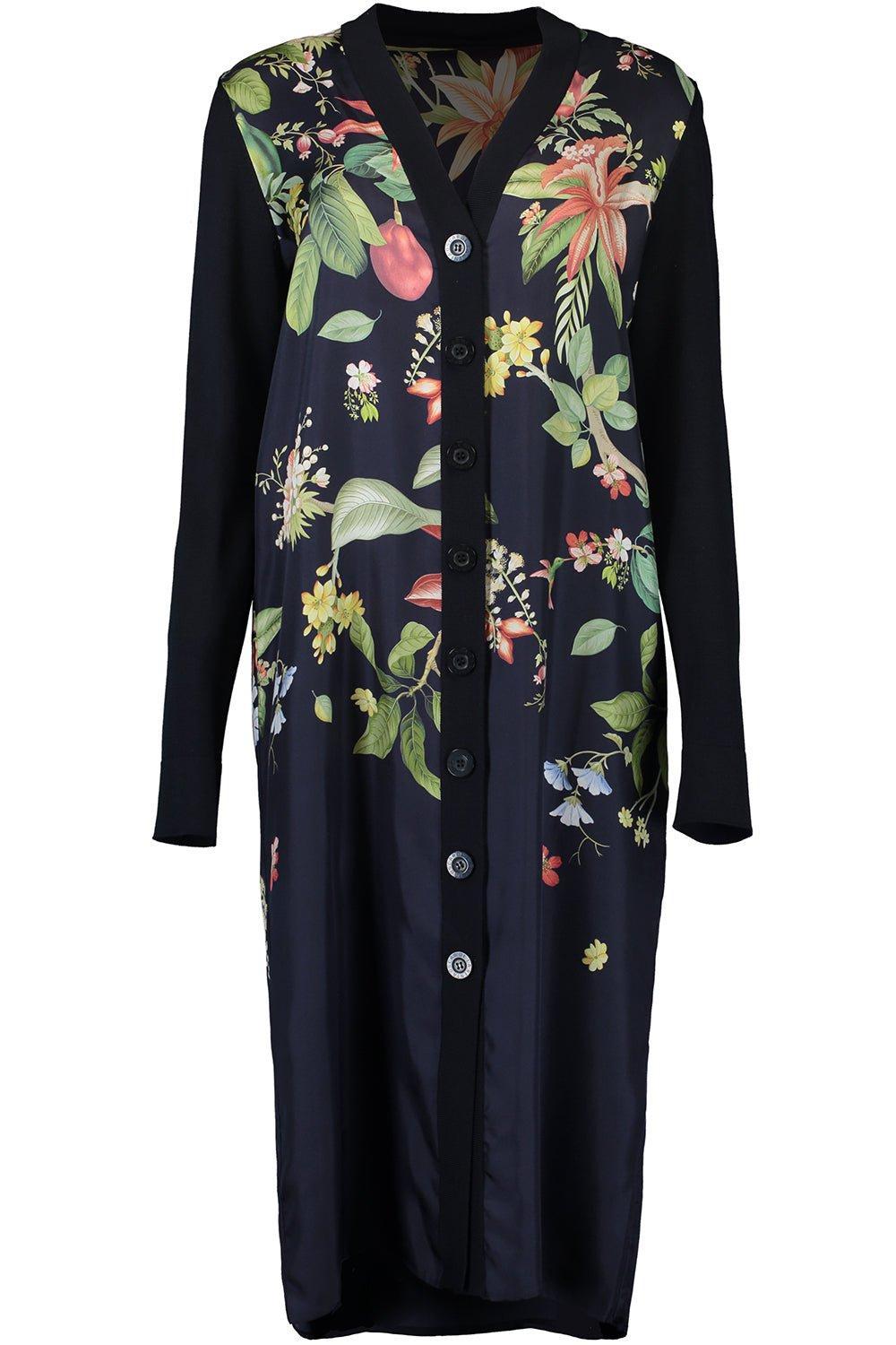 OSCAR DE LA RENTA-Long Sleeve Floral Cardigan-