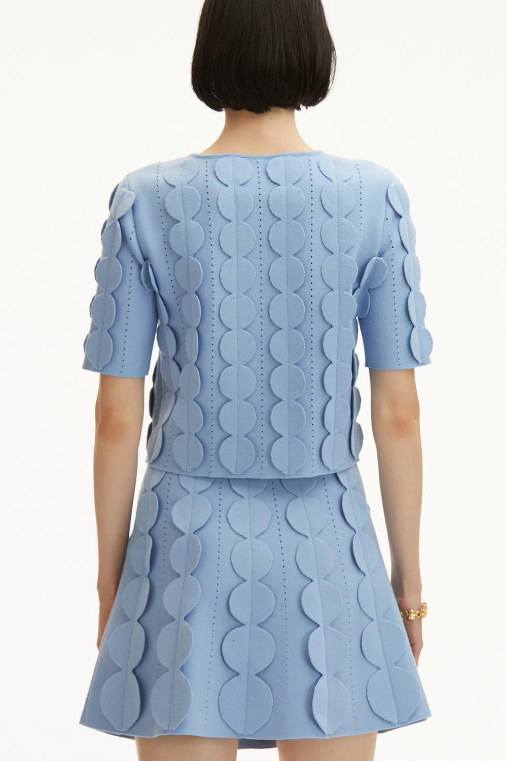 Short Sleeve 3d Circle Cardigan-OPAL-XS-CLOTHINGTOPCARDIGAN-OSCAR DE LA RENTA