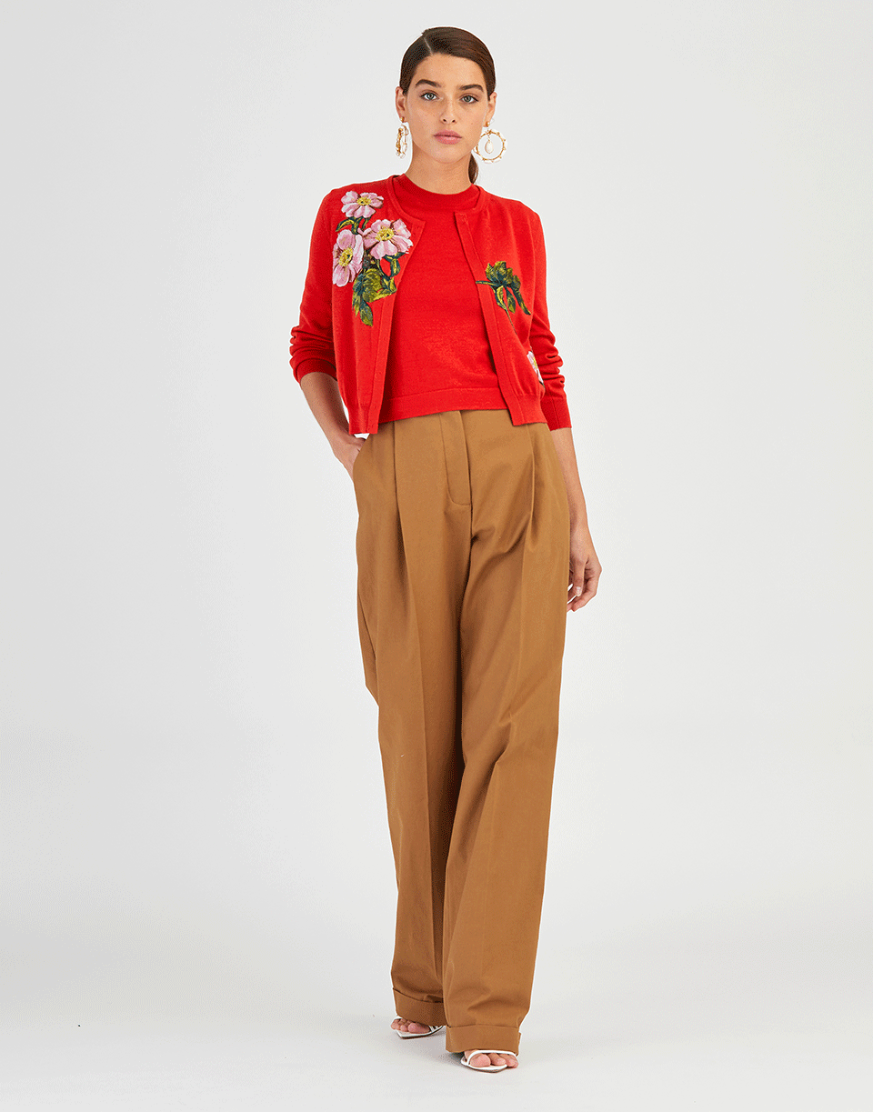 OSCAR DE LA RENTA-Scarlett Floral Applique Cardigan-