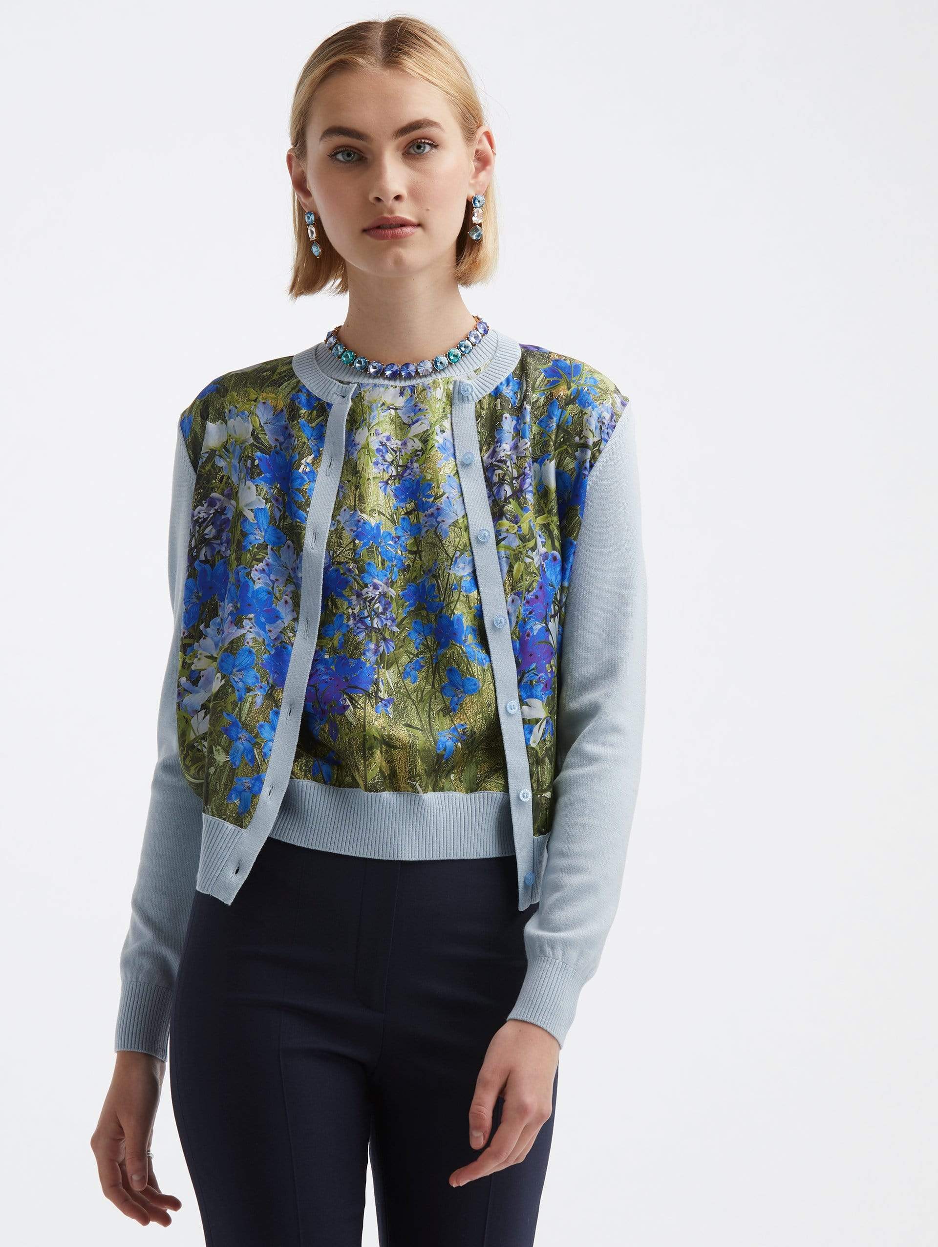 OSCAR DE LA RENTA-Floral Field Cardi-