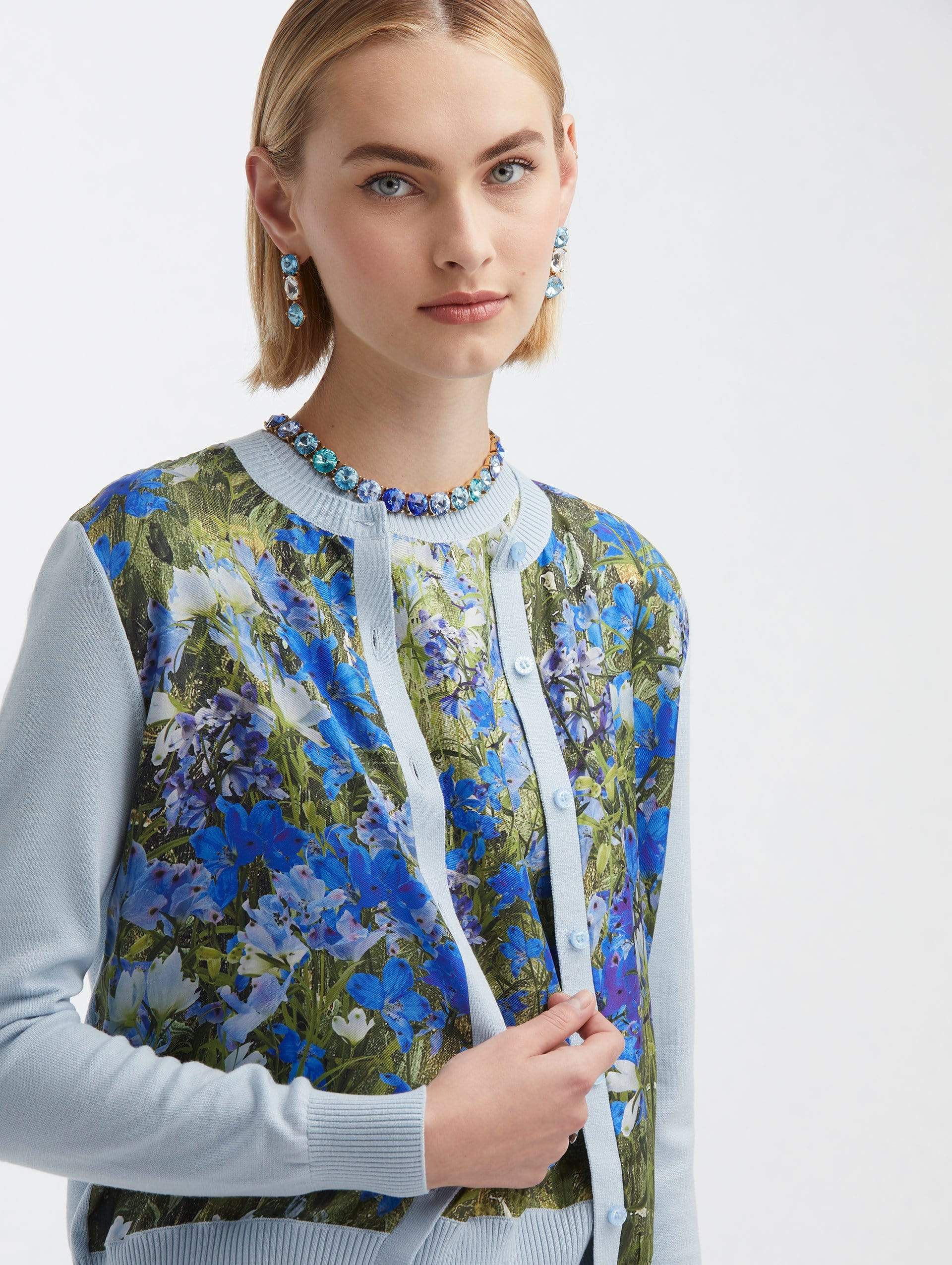 OSCAR DE LA RENTA-Floral Field Cardi-