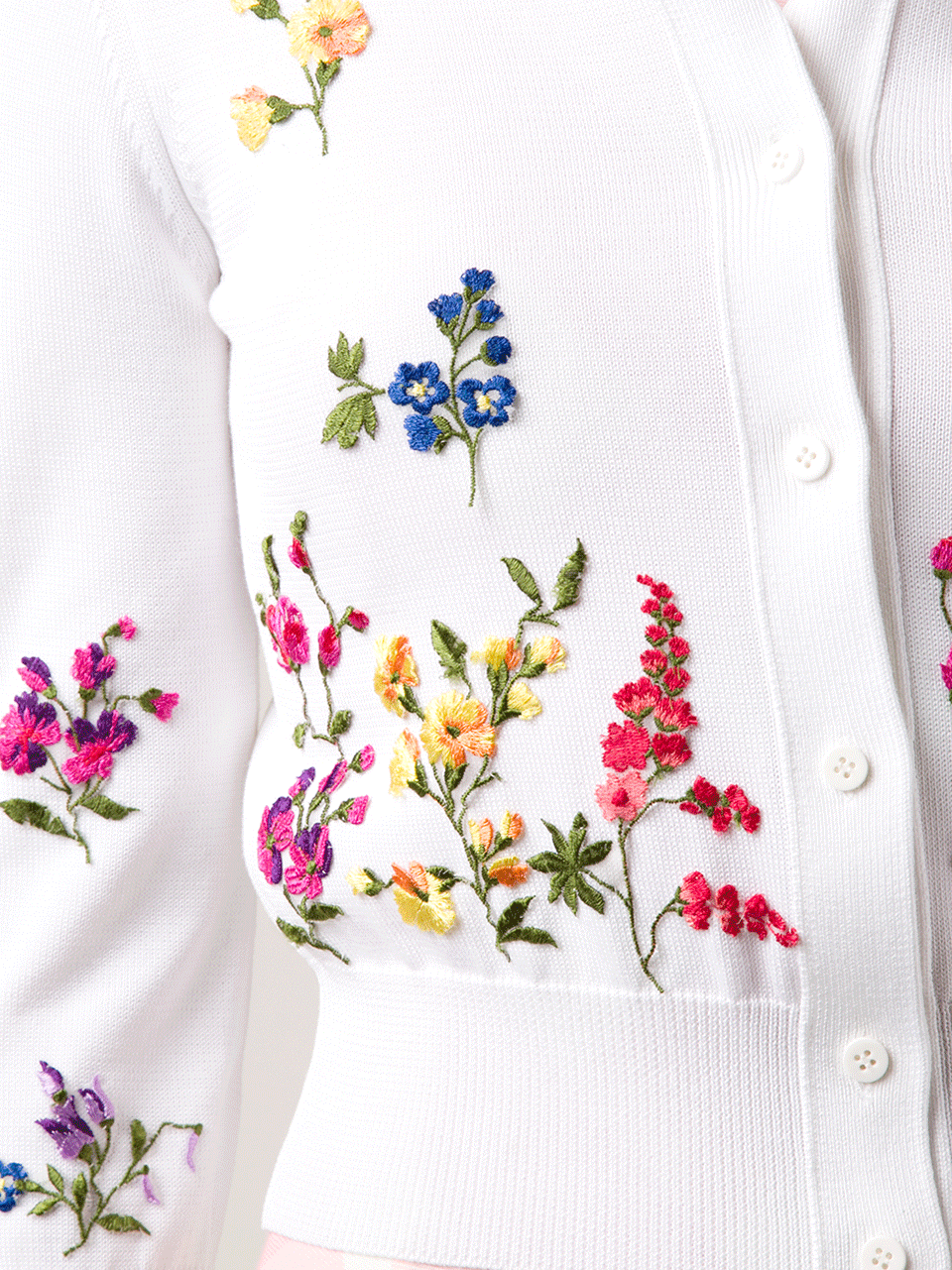 OSCAR DE LA RENTA-Floral Embroidered Cardigan-