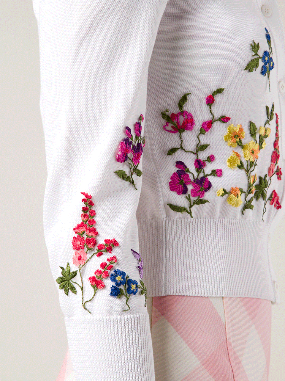 OSCAR DE LA RENTA-Floral Embroidered Cardigan-