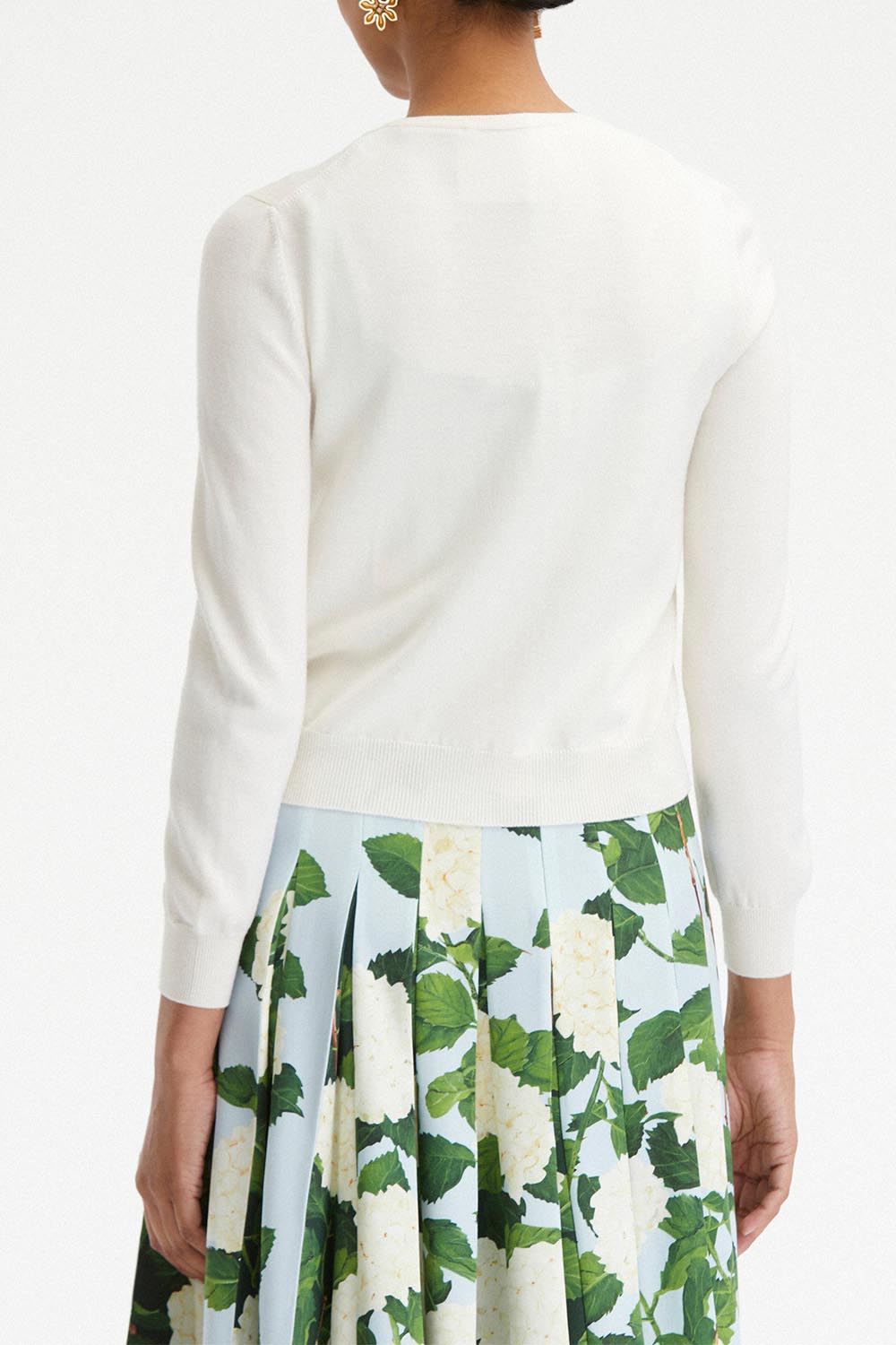 OSCAR DE LA RENTA-Long Sleeve Hydrangea Cardigan-