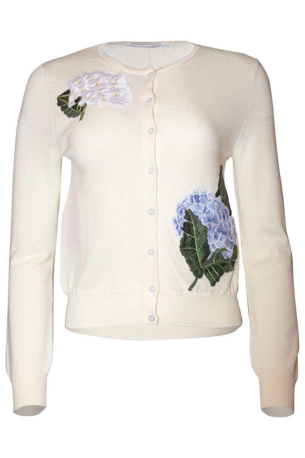 OSCAR DE LA RENTA-Long Sleeve Hydrangea Cardigan-