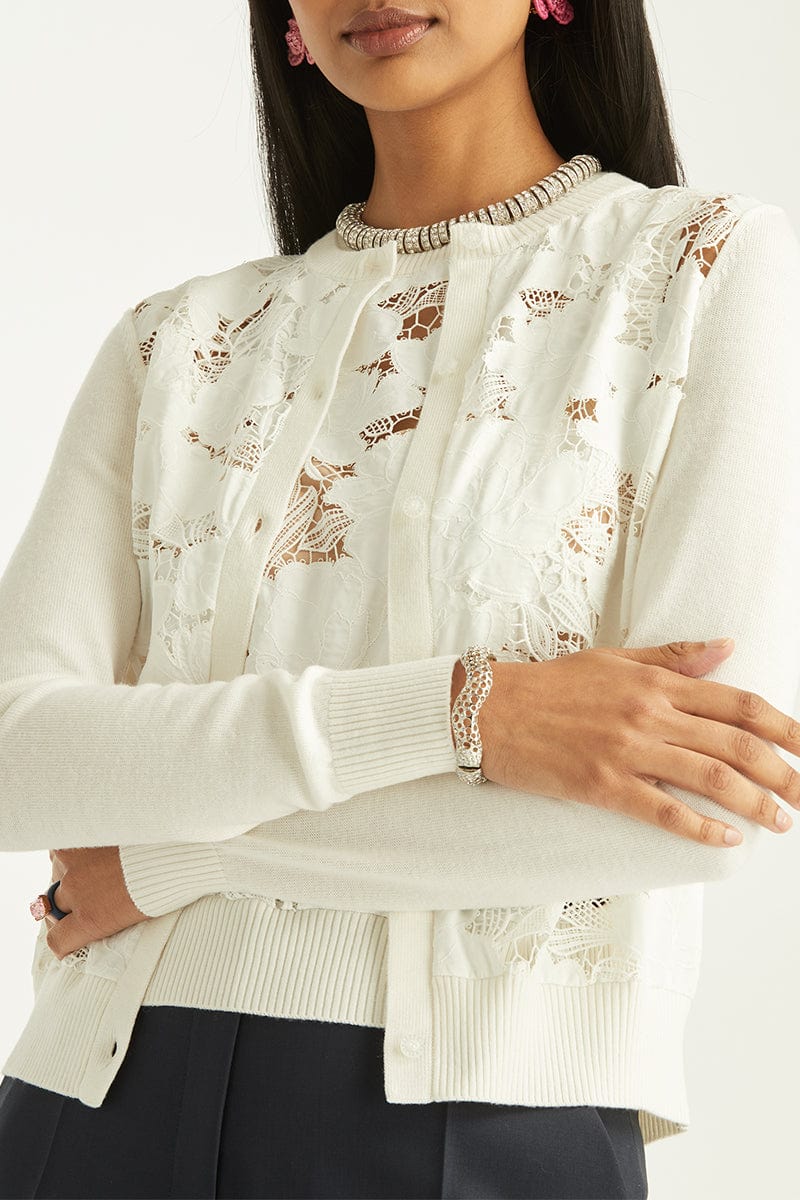 OSCAR DE LA RENTA-Magnolia Guipure Lace Cardigan-