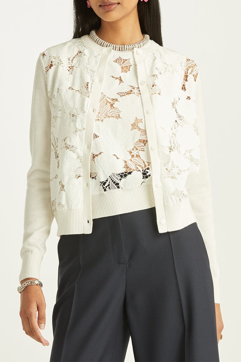 OSCAR DE LA RENTA-Magnolia Guipure Lace Cardigan-