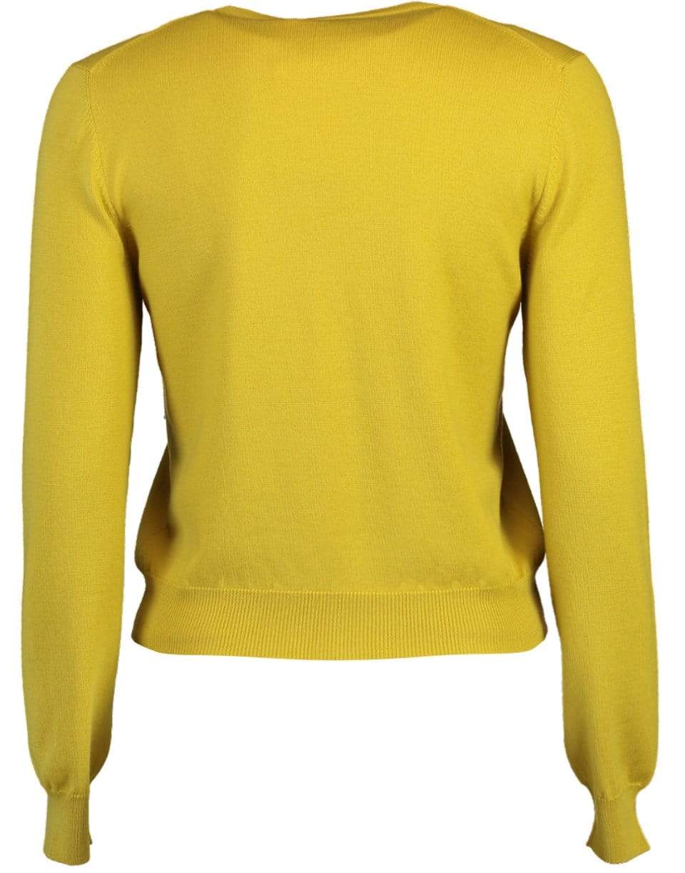 OSCAR DE LA RENTA-Floral Threadwork Cardigan - Yellow-
