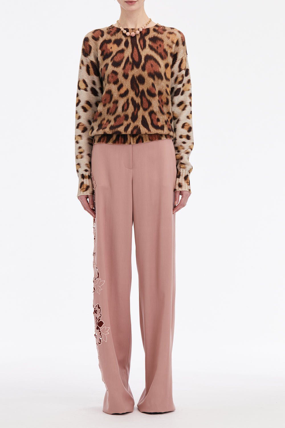 OSCAR DE LA RENTA-Long Sleeve Jaguar Printed Pullover-