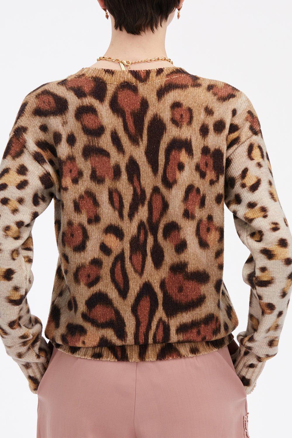 OSCAR DE LA RENTA-Long Sleeve Jaguar Printed Pullover-