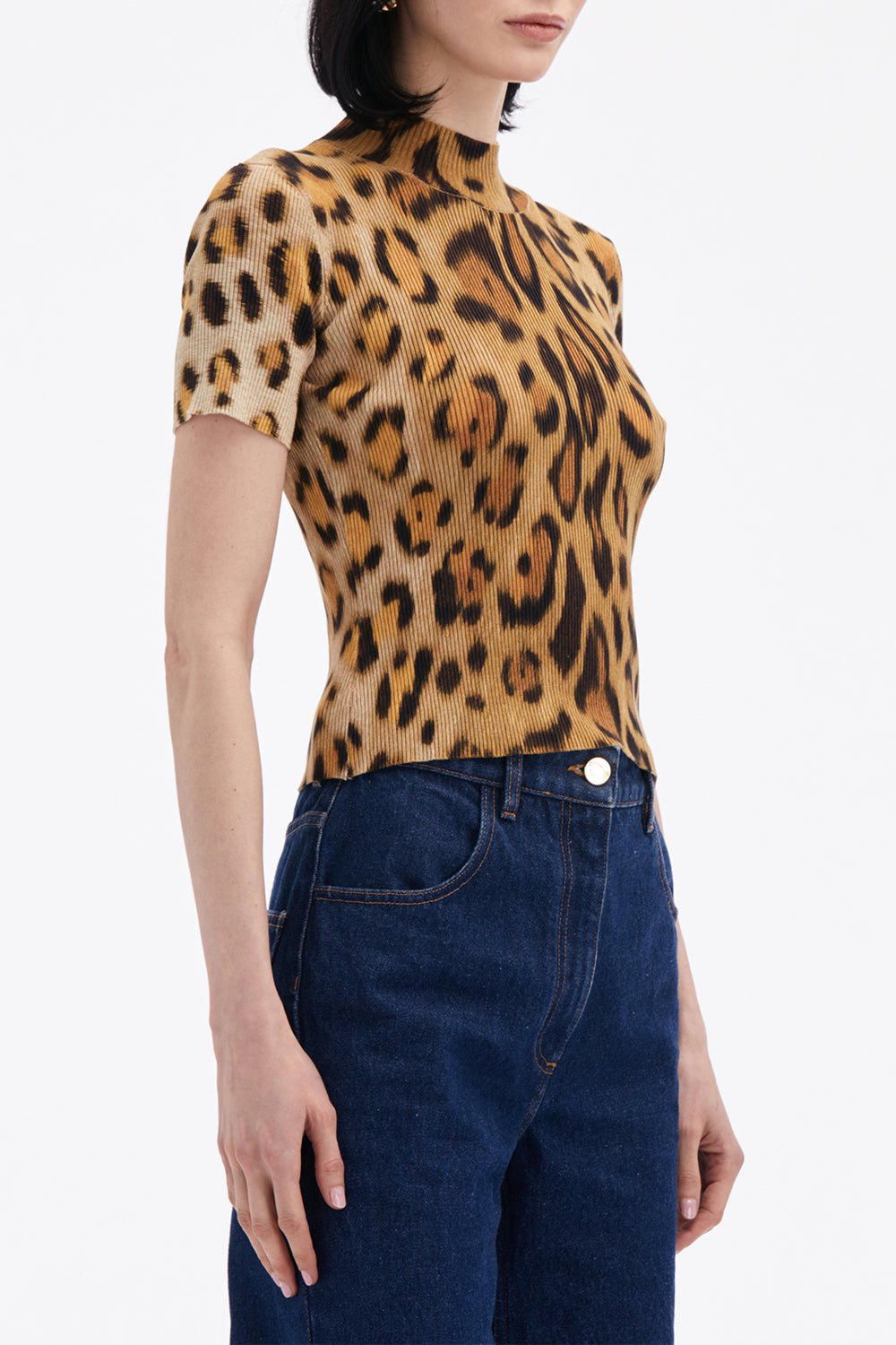 OSCAR DE LA RENTA-Short Sleeve Jaguar Pullover-