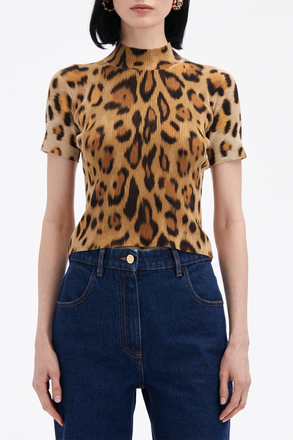 OSCAR DE LA RENTA-Short Sleeve Jaguar Pullover-