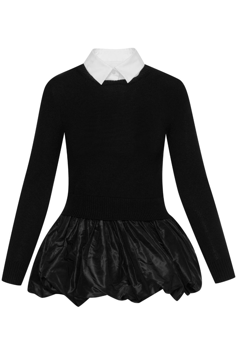 OSCAR DE LA RENTA-Peplum Drape Pullover-BLACK