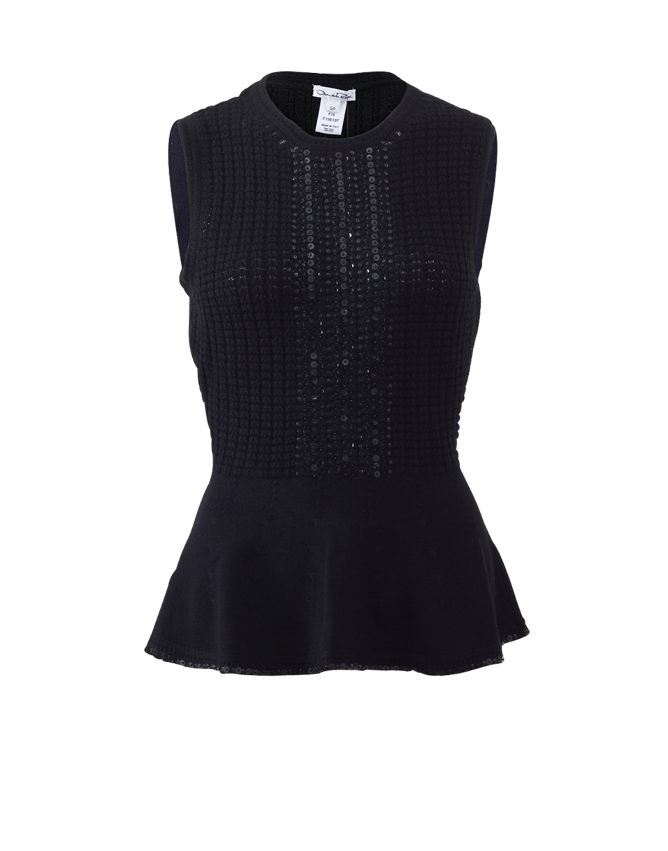 OSCAR DE LA RENTA-Peplum Sequin Knit-