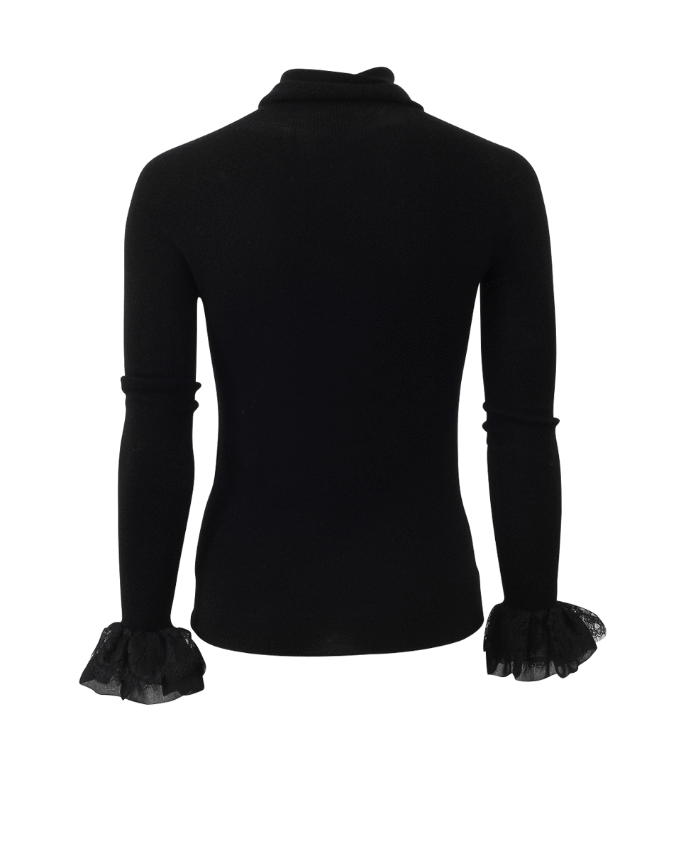 OSCAR DE LA RENTA-Lace Turtleneck Top-BLACK