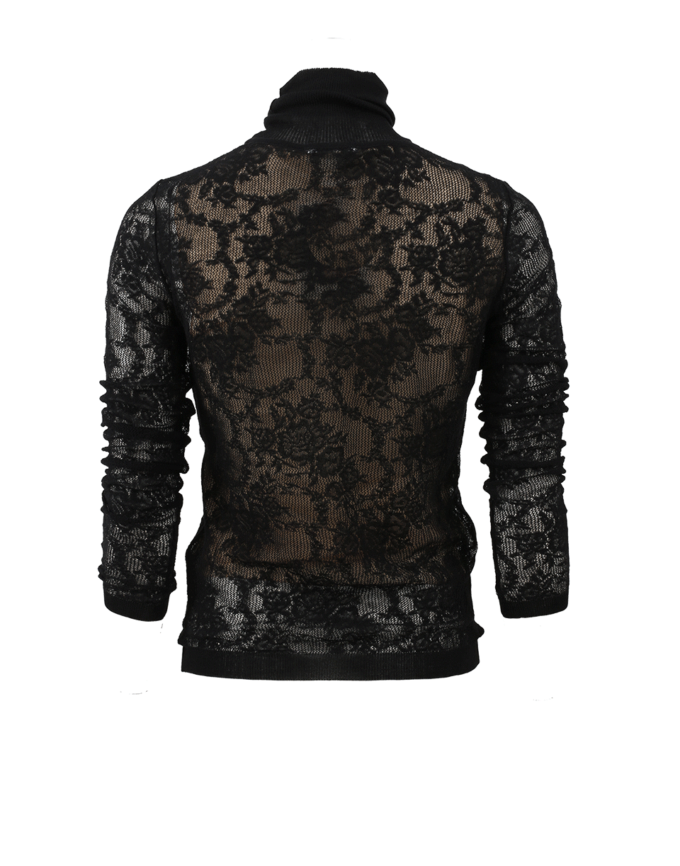 OSCAR DE LA RENTA-Lace Turtleneck Top-BLACK