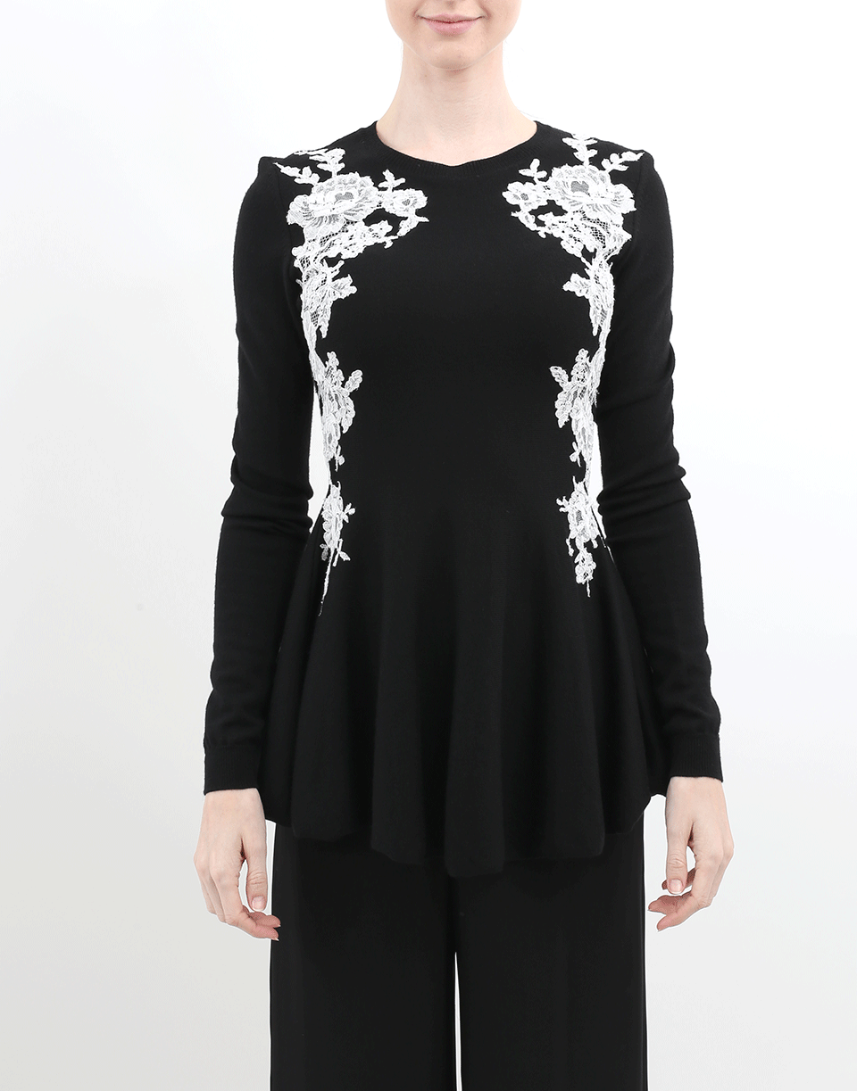 OSCAR DE LA RENTA-Lace Knit Top-