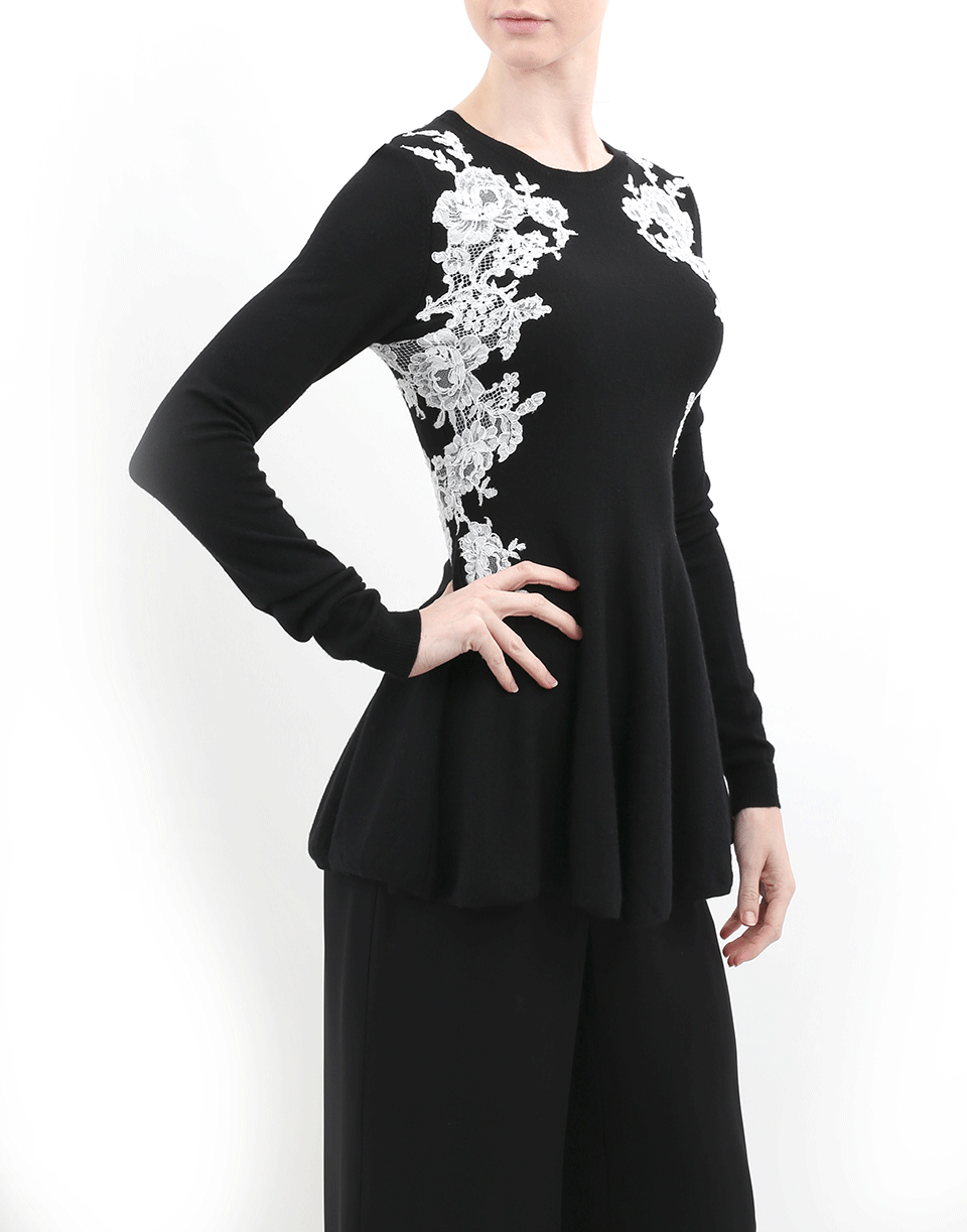 OSCAR DE LA RENTA-Lace Knit Top-