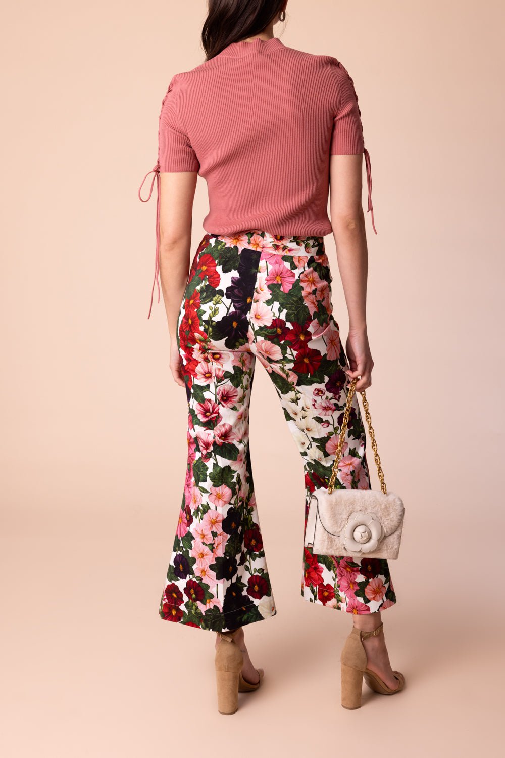 OSCAR DE LA RENTA-Tie Detail Ribbed Jumper-DRK ROSE