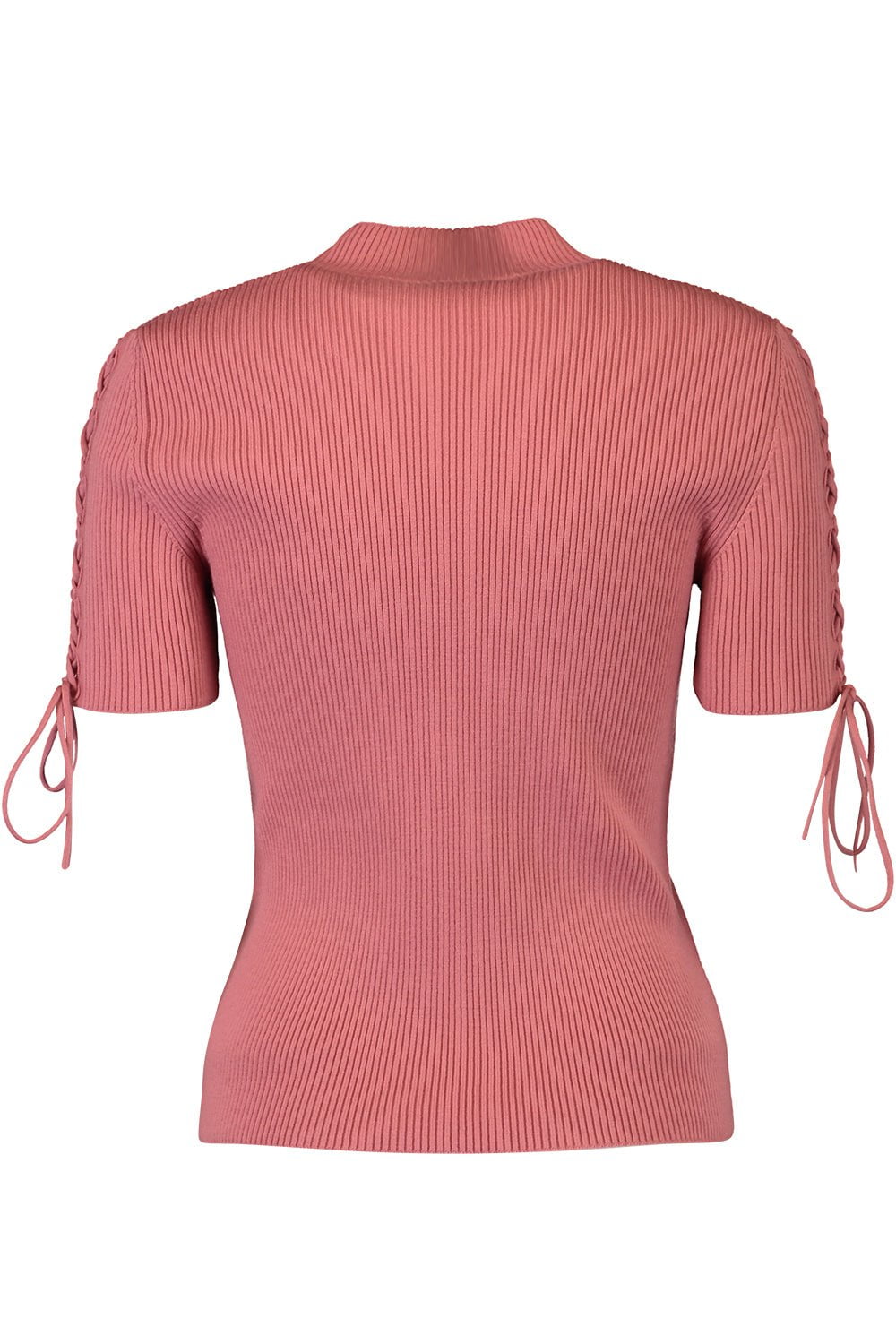 OSCAR DE LA RENTA-Tie Detail Ribbed Jumper-DRK ROSE