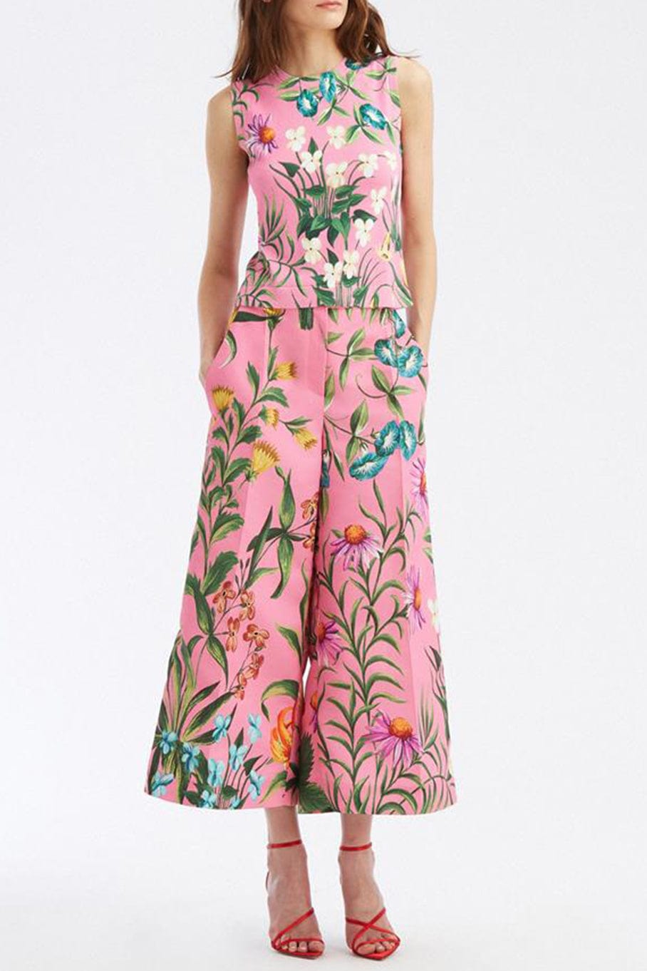 OSCAR DE LA RENTA-Floral Tapestry Printed Tank-