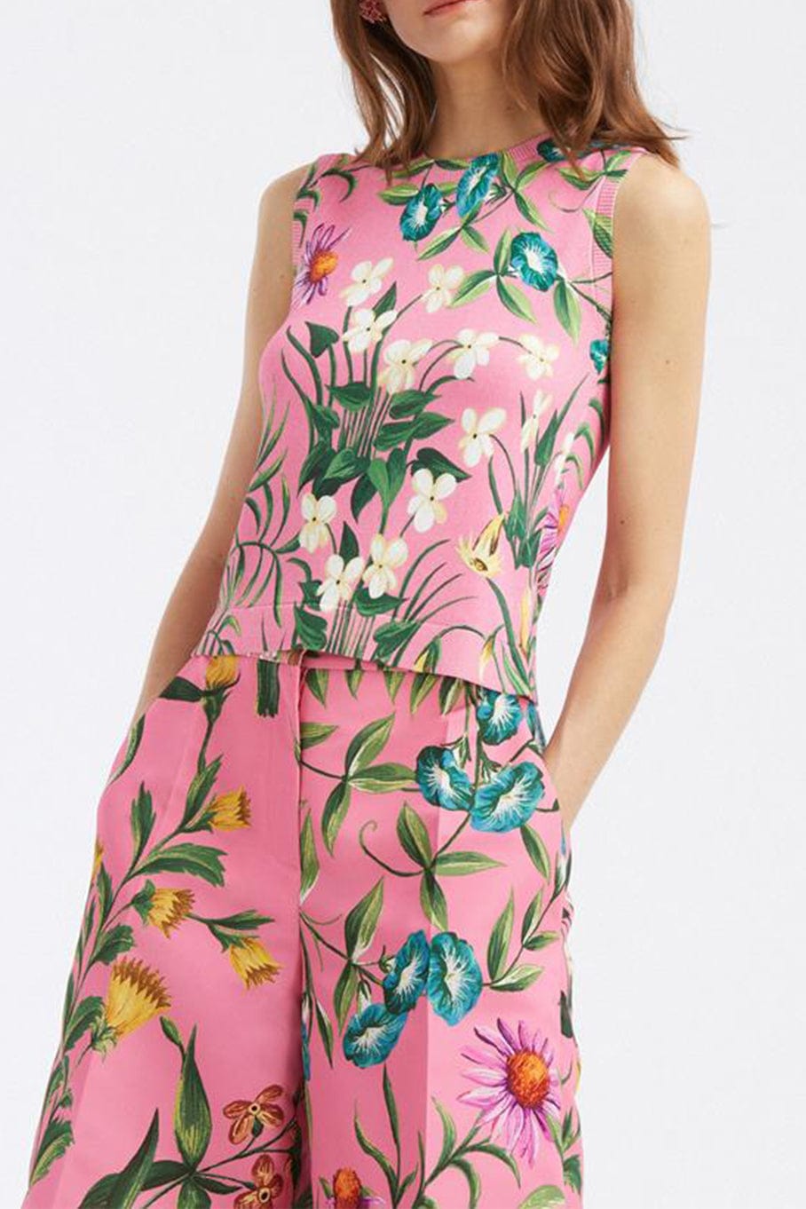 OSCAR DE LA RENTA-Floral Tapestry Printed Tank-