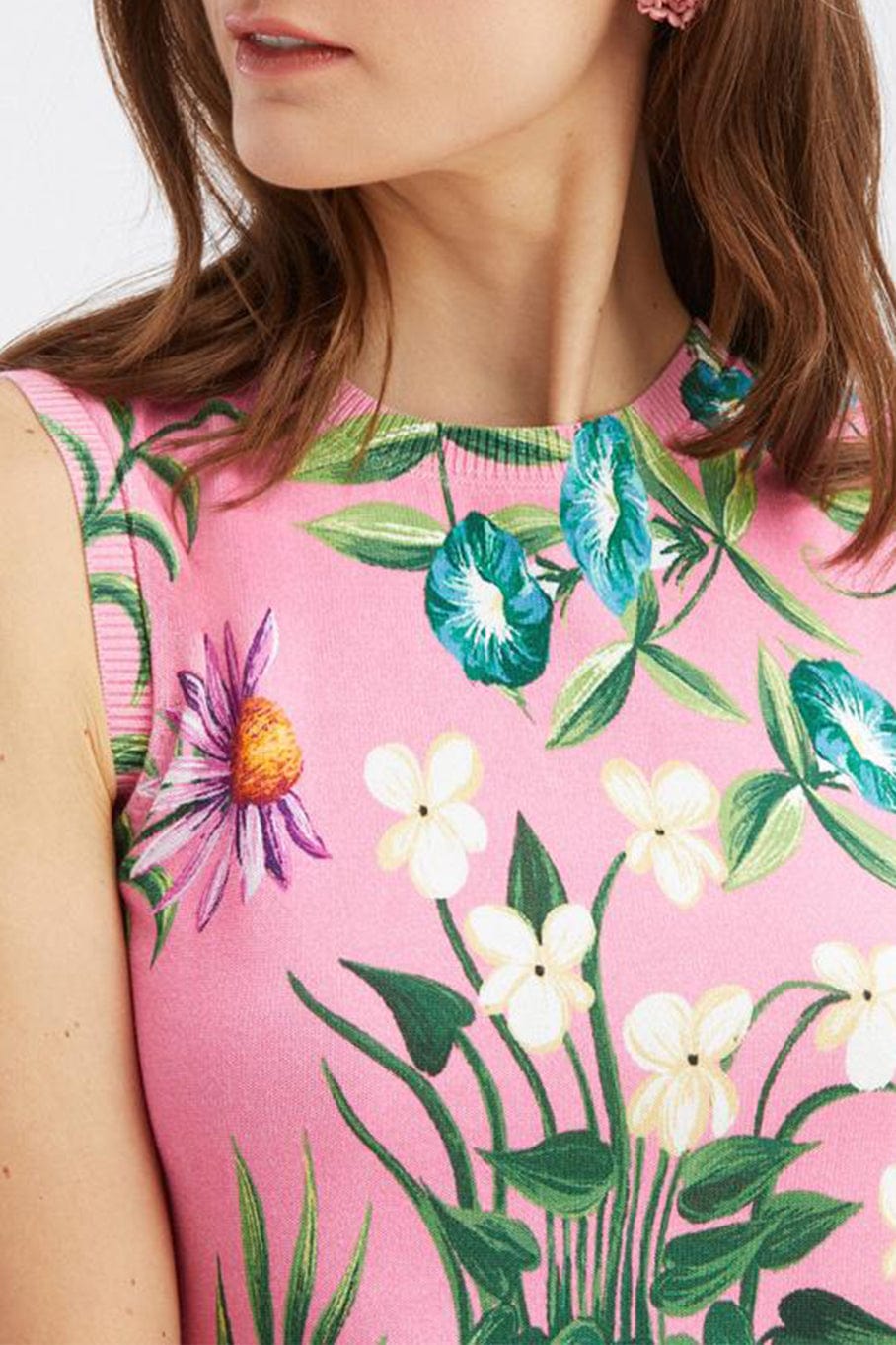 OSCAR DE LA RENTA-Floral Tapestry Printed Tank-