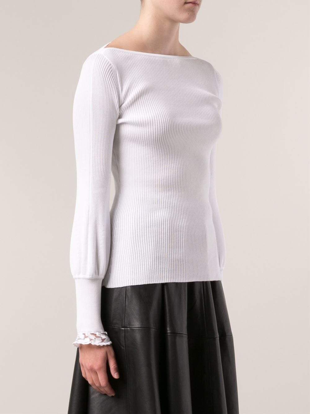 OSCAR DE LA RENTA-Bateau Neck Knit Top-