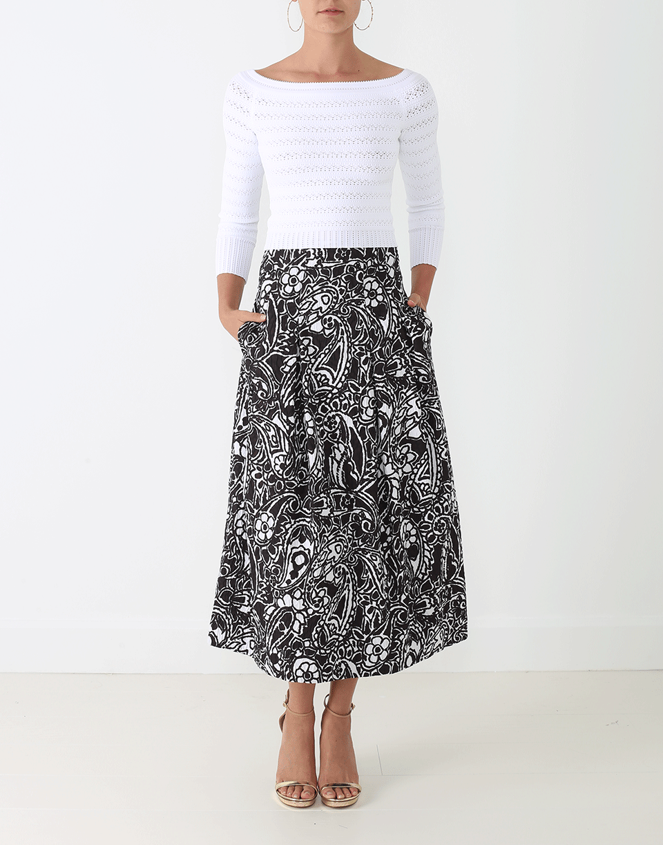OSCAR DE LA RENTA-Off Shoulder Fitted Knit-