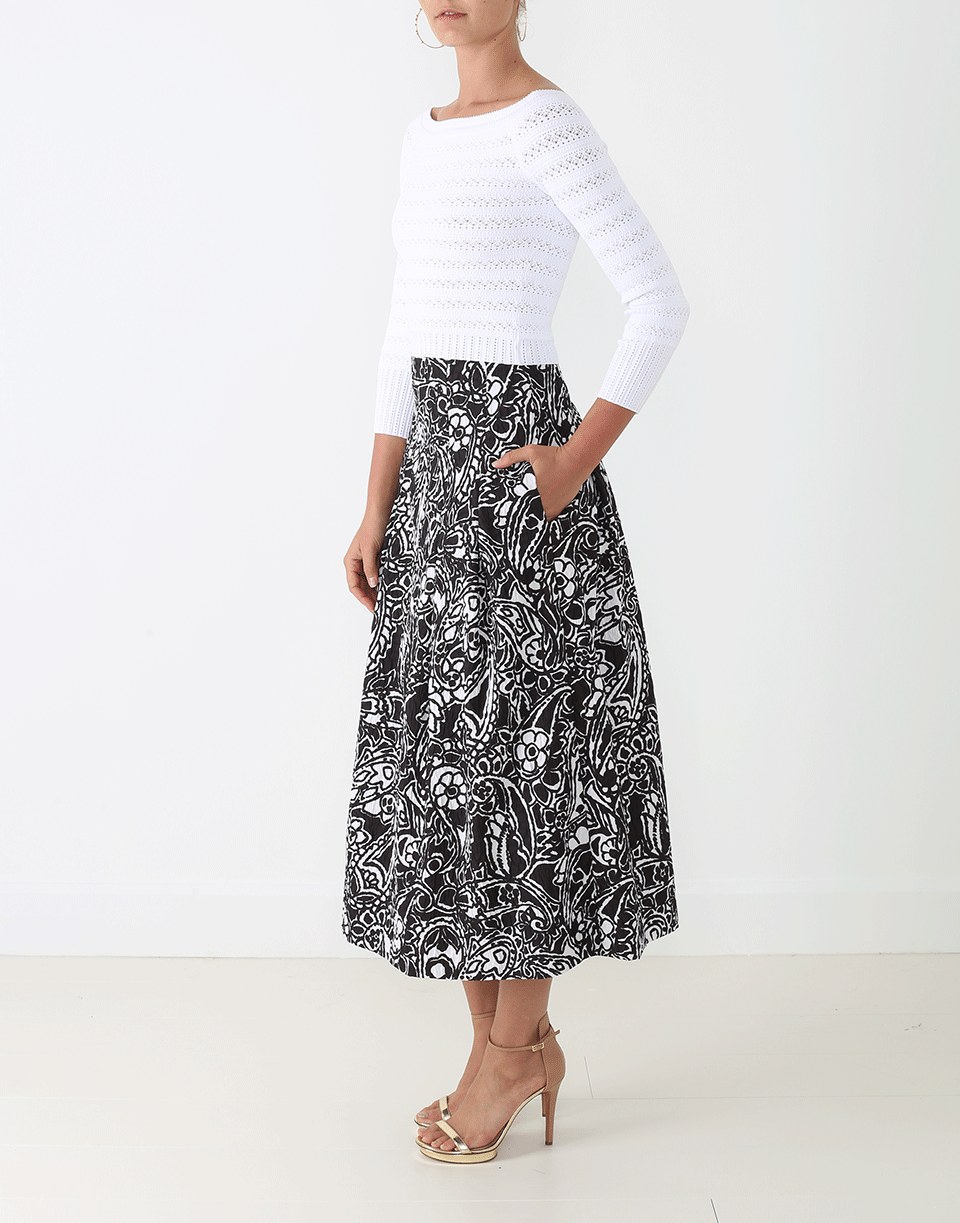 OSCAR DE LA RENTA-Off Shoulder Fitted Knit-