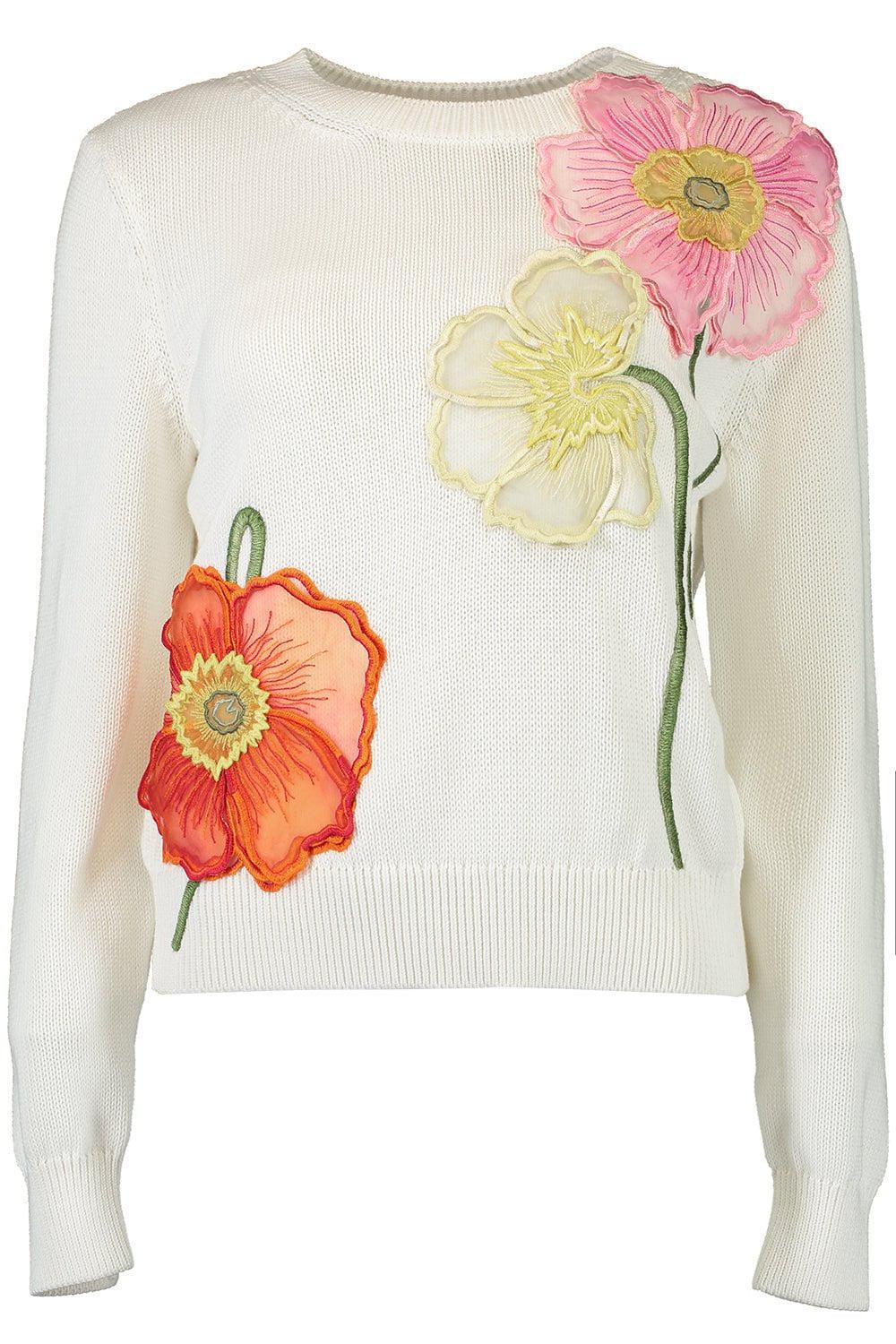 OSCAR DE LA RENTA-Painted Poppies Embroidered Jumper-