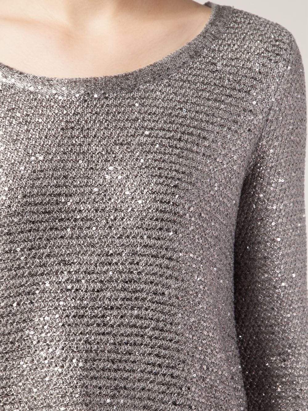 OSCAR DE LA RENTA-Sequin Pullover-CHARCOAL