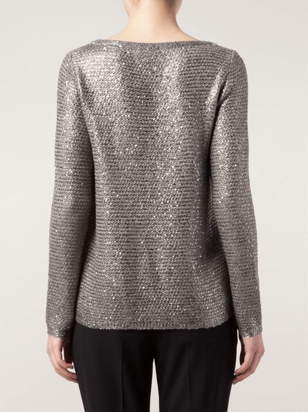 OSCAR DE LA RENTA-Sequin Pullover-CHARCOAL