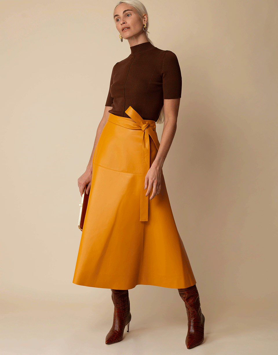 OSCAR DE LA RENTA-Short Sleeve Mockneck Top-