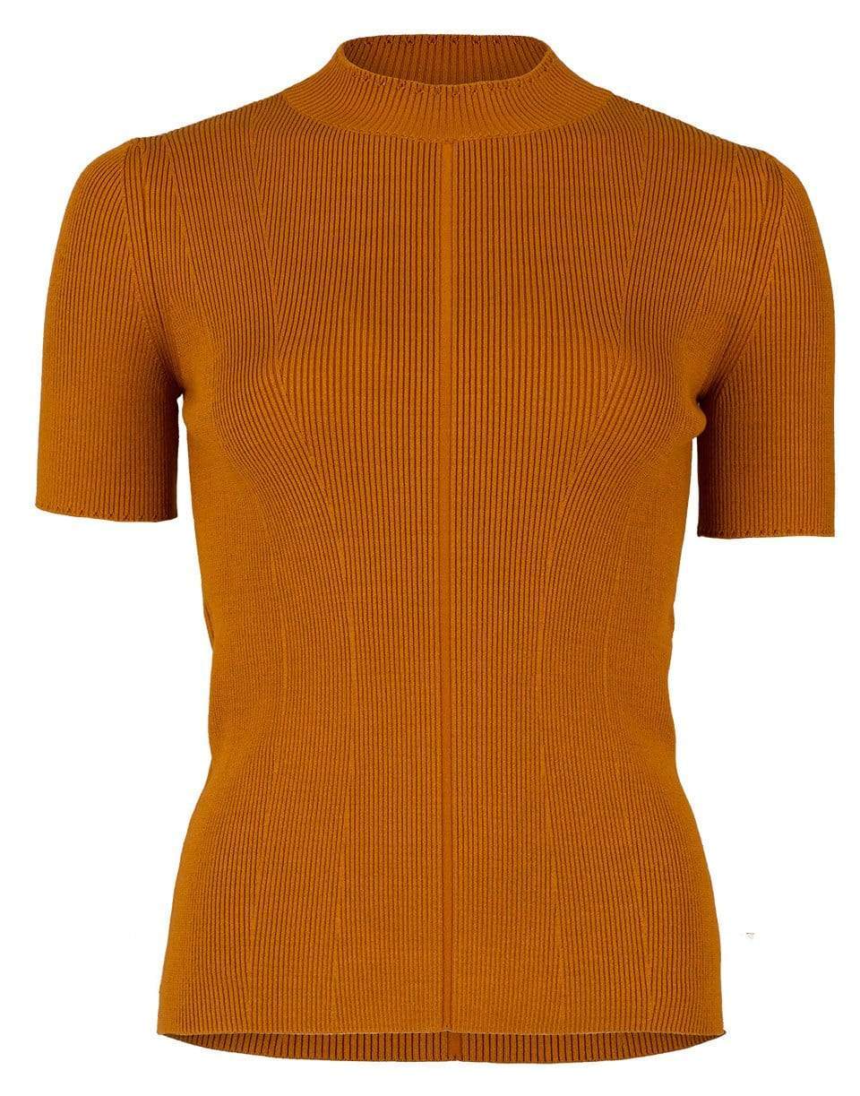 OSCAR DE LA RENTA-Honey Short Sleeve Mockneck-