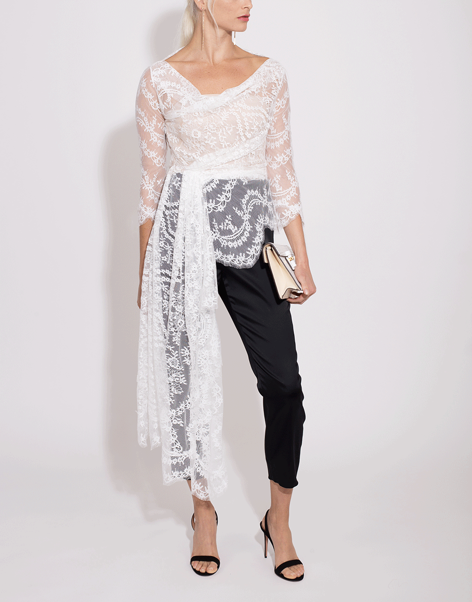 OSCAR DE LA RENTA-Asymmetrical Lace Top-