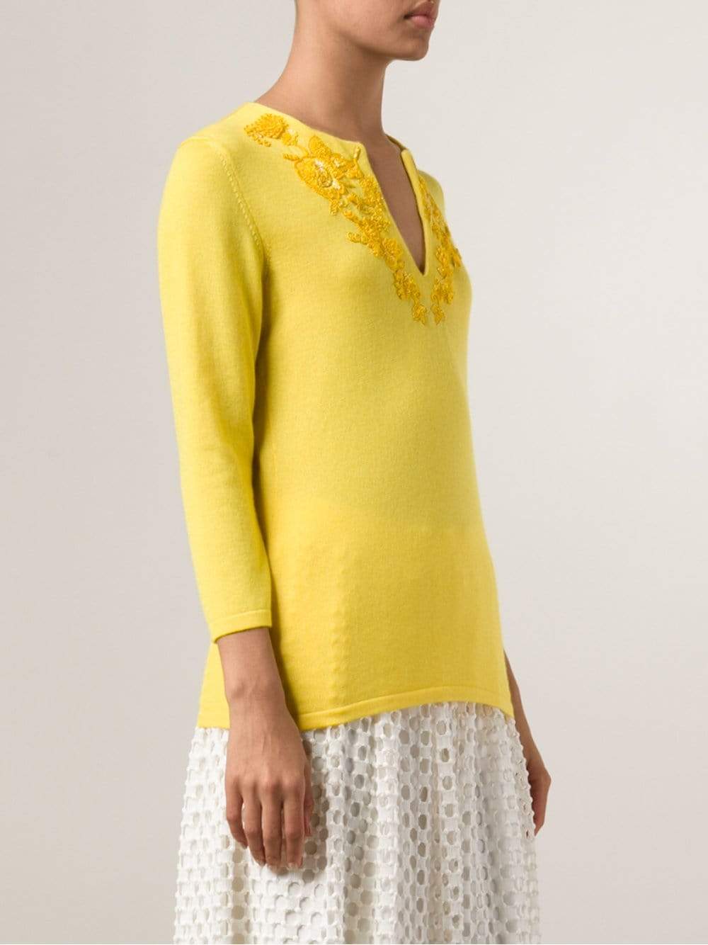 OSCAR DE LA RENTA-Embroidered Pullover-