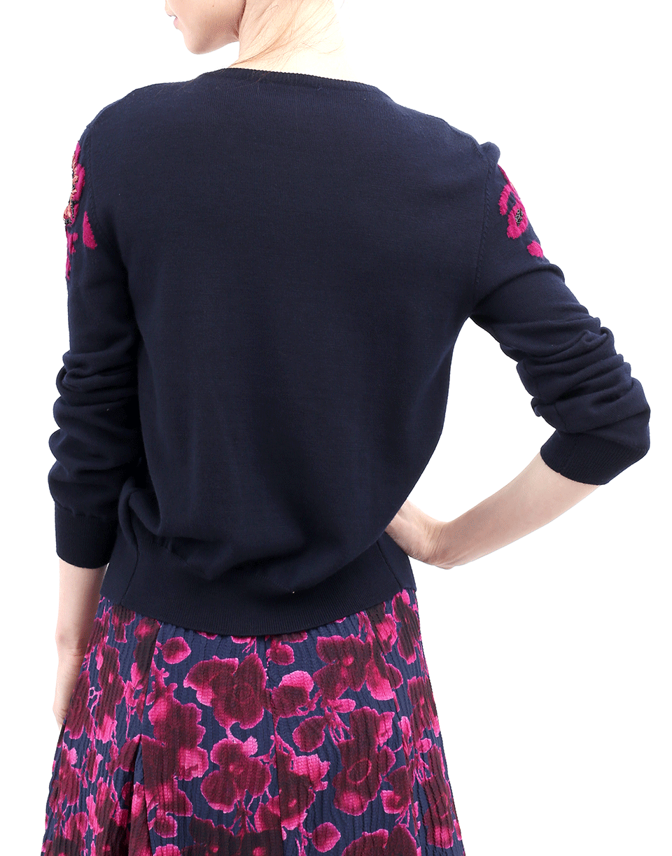 OSCAR DE LA RENTA-Cropped Floral Cardigan-