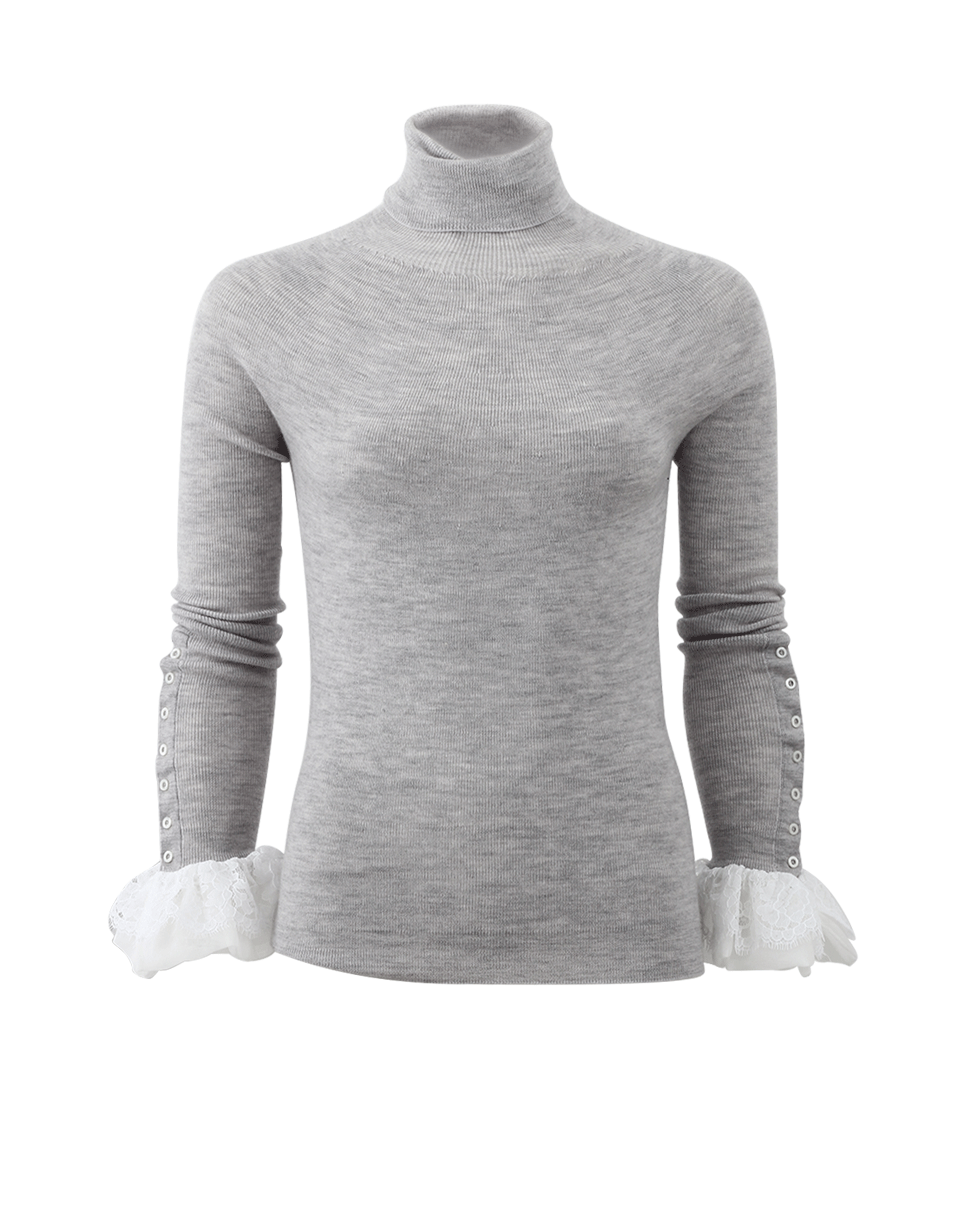 OSCAR DE LA RENTA-Turtleneck Lace Top-