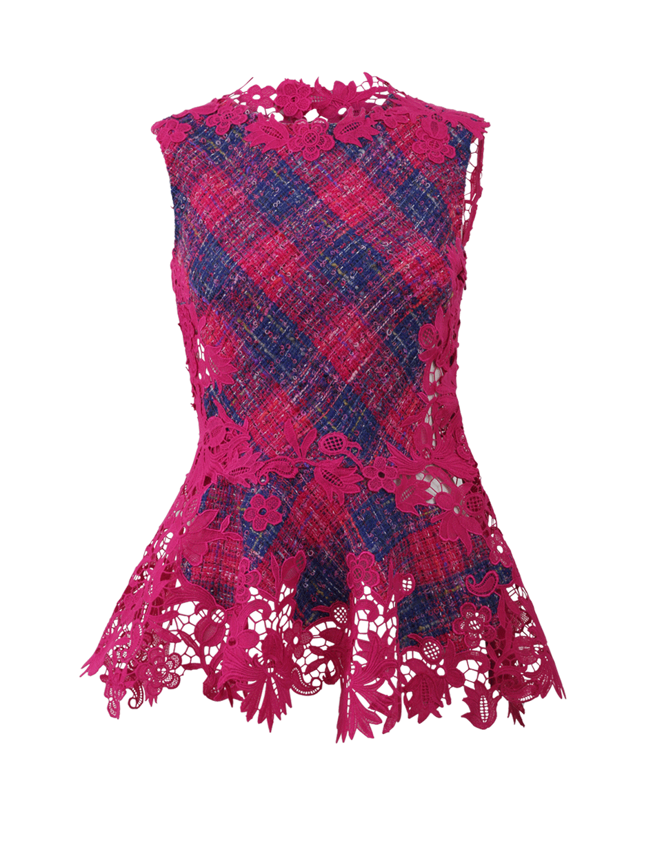 OSCAR DE LA RENTA-Tweed Peplum Top-