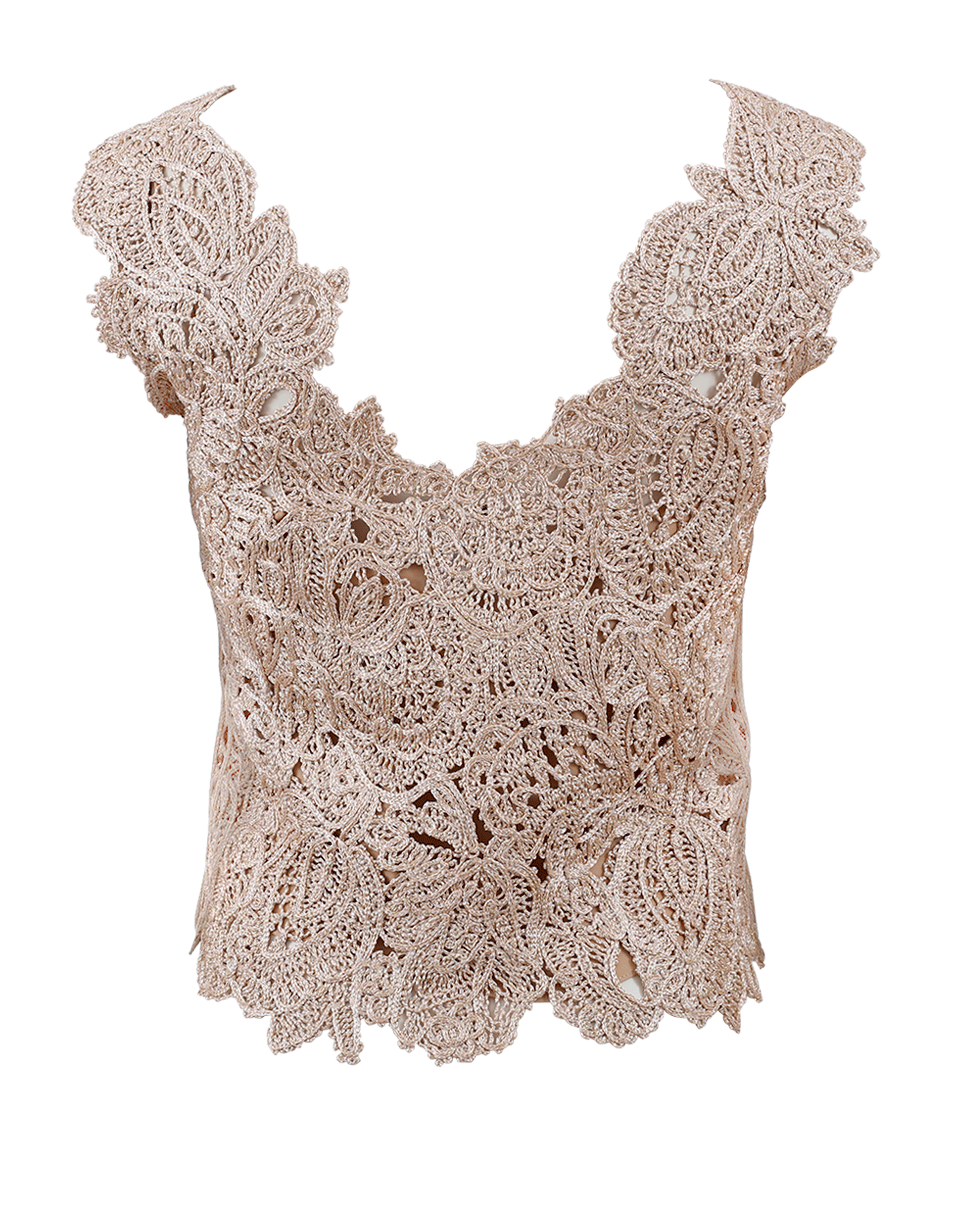 OSCAR DE LA RENTA-Lamé Birdnest Top-ROSE GOLD