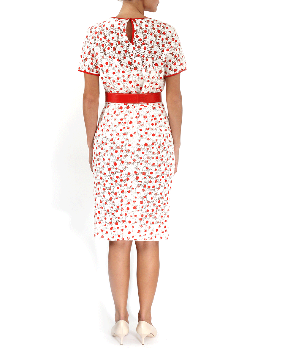 OSCAR DE LA RENTA-Scattered Dot Guipure Lace Top-VERMILLION