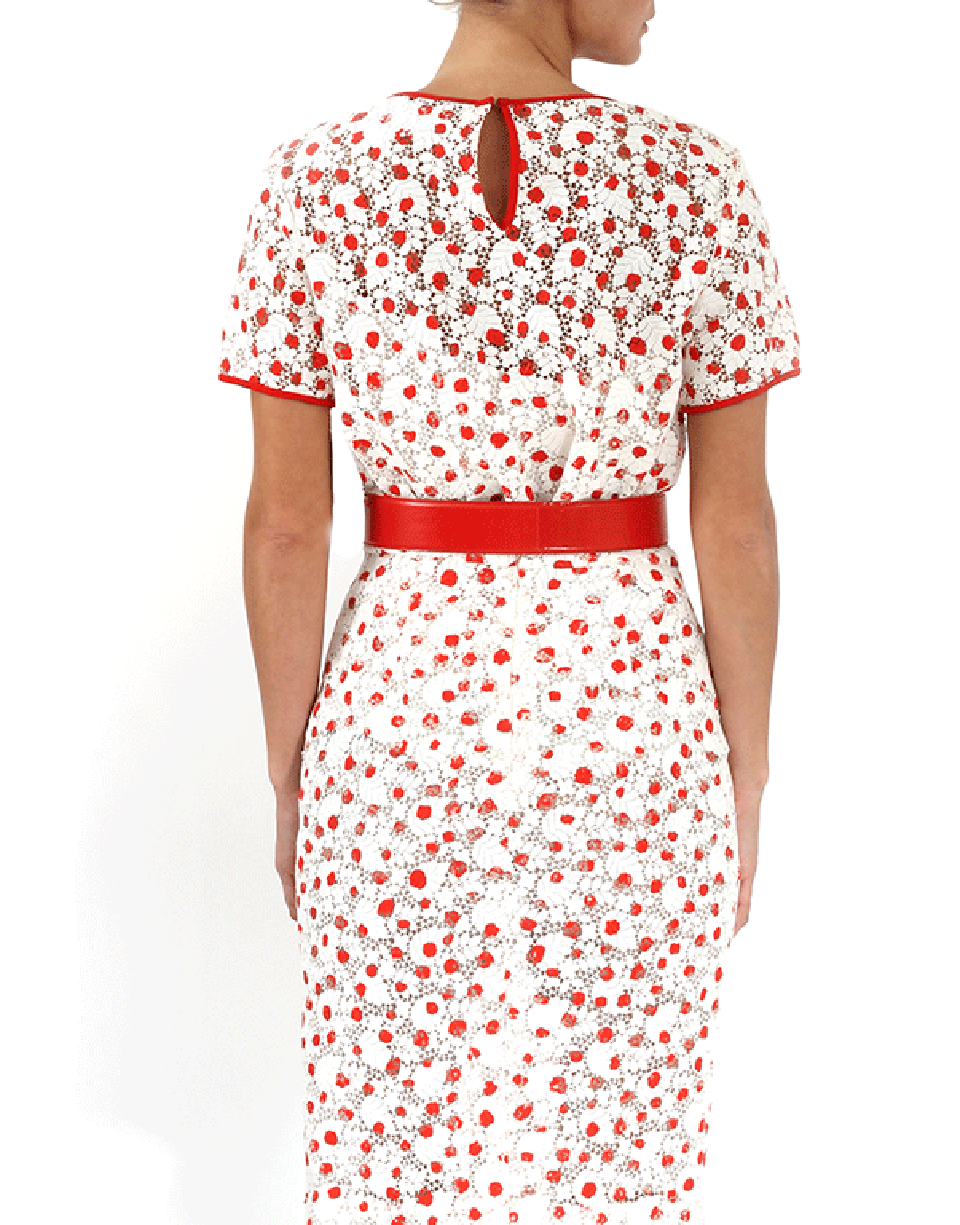 OSCAR DE LA RENTA-Lace Scalloped Top-VERMILLN